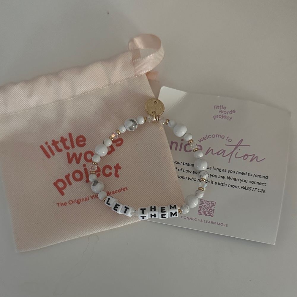 Little Words Project “Let Them” White and Gold Bracelet